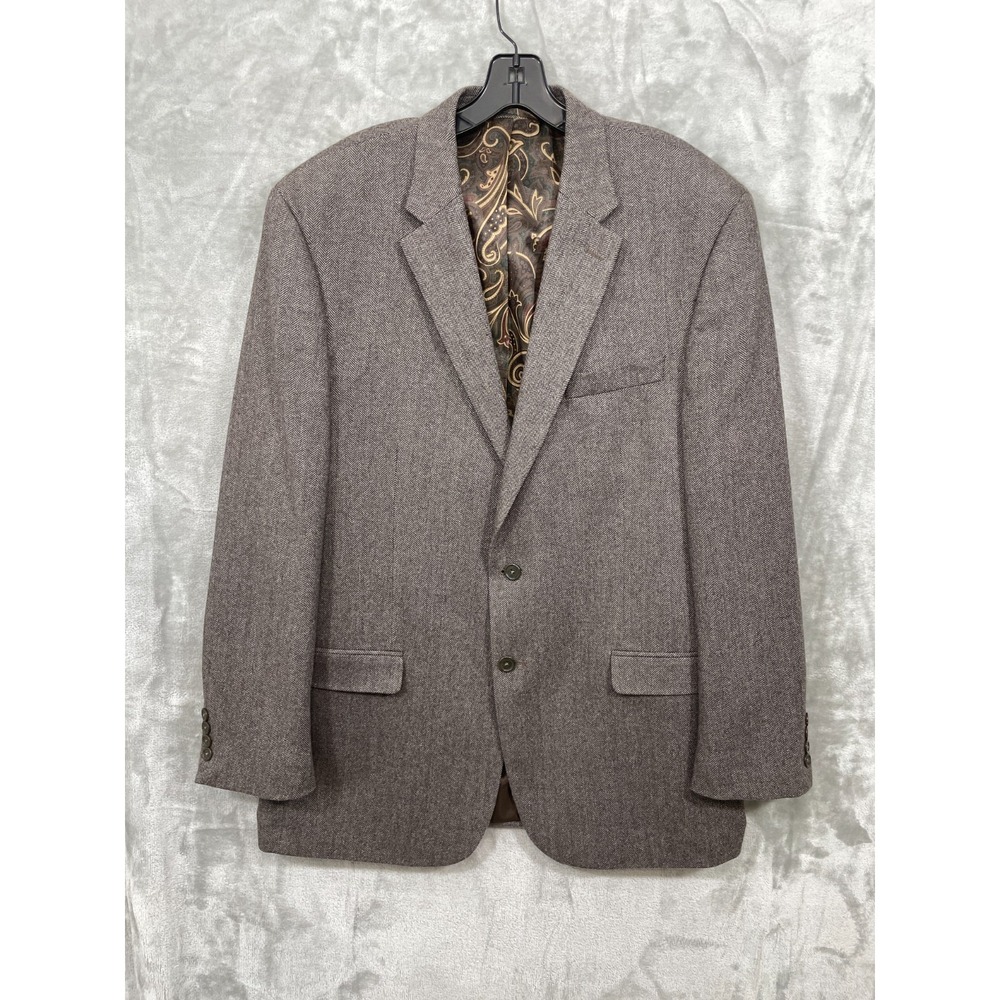 Lauren Ralph Lauren Mens 44 L Wool Cashmere Blazer Herringbone Brown Sport Coat